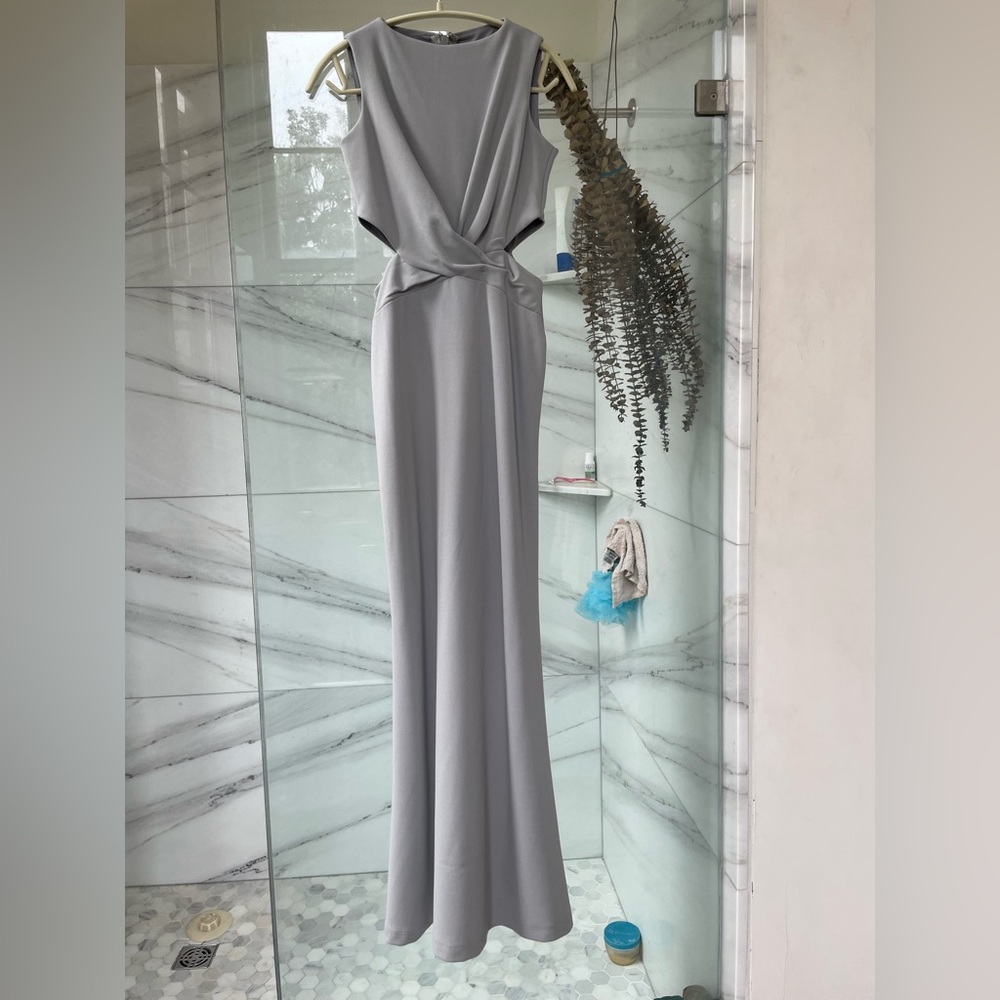 Lulus gray cut out bridesmaids dress, size S